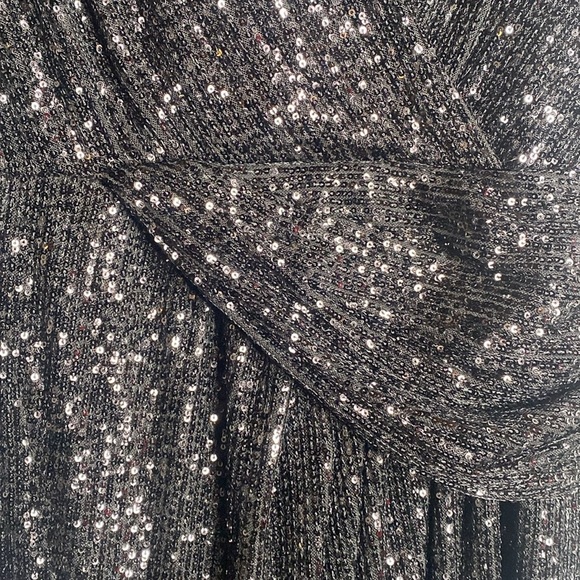 Jonathan Simkhai Black Sequined Plunge Lace Draped Gown NWT - Picture 8 of 14